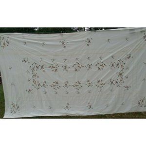 handmade 117" x 66" tablecloth cream beige